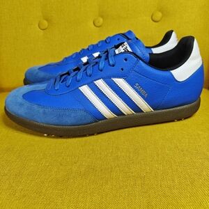 Adidas Samba Golf Shoes  Blue Leather Suede Gum Men’s Cleats Size12